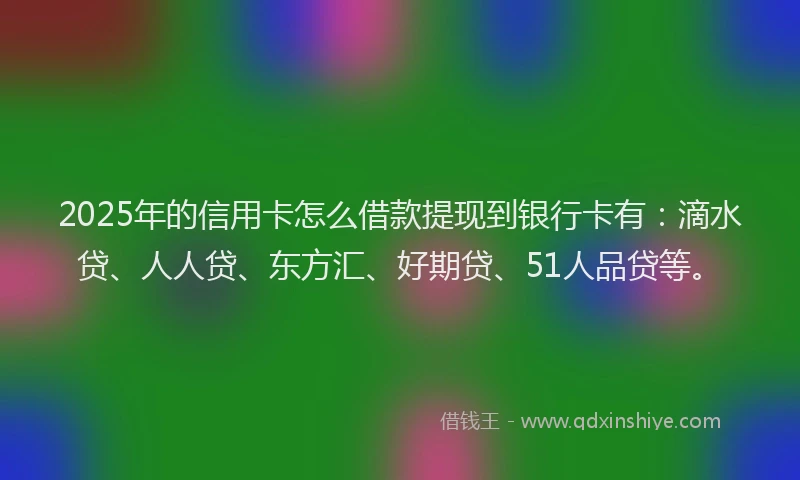2025年的信用卡怎么借款提现到银行卡有：滴水贷、人人贷、东方汇、好期贷、51人品贷等。