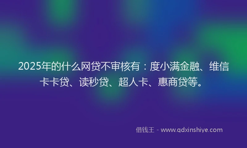 2025年的什么网贷不审核有：度小满金融、维信卡卡贷、读秒贷、超人卡、惠商贷等。