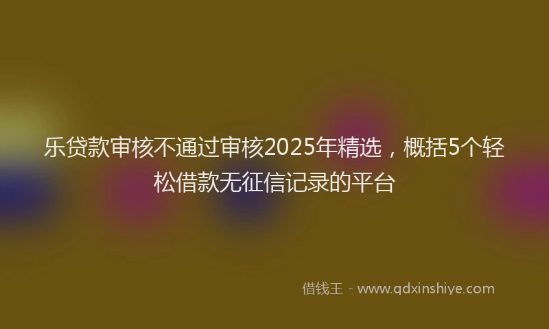 乐贷款审核不通过审核2025年精选，概括5个轻松借款无征信记录的平台