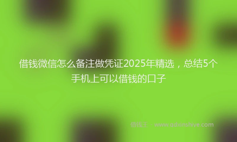 借钱微信怎么备注做凭证2025年精选，总结5个手机上可以借钱的口子