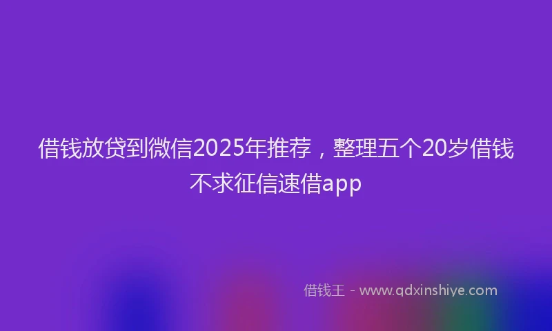 借钱放贷到微信2025年推荐，整理五个20岁借钱不求征信速借app