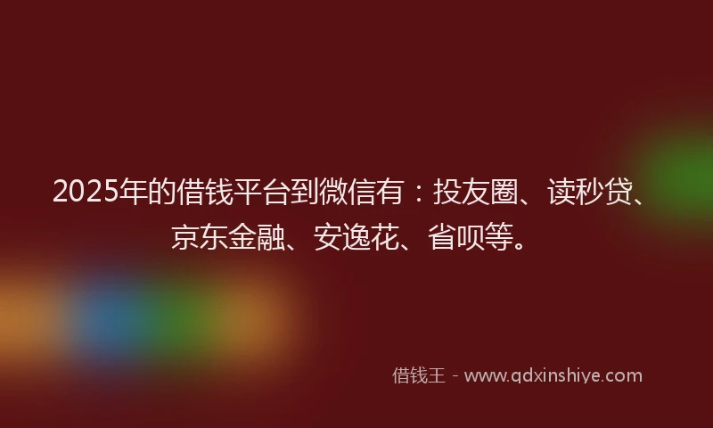 2025年的借钱平台到微信有：投友圈、读秒贷、京东金融、安逸花、省呗等。
