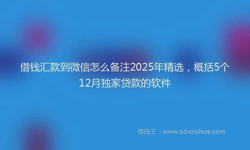 借钱汇款到微信怎么备注2025年精选，概括5个12月独家贷款的软件