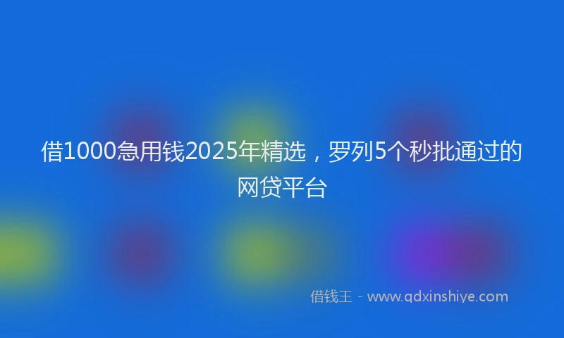 借1000急用钱2025年精选，罗列5个秒批通过的网贷平台
