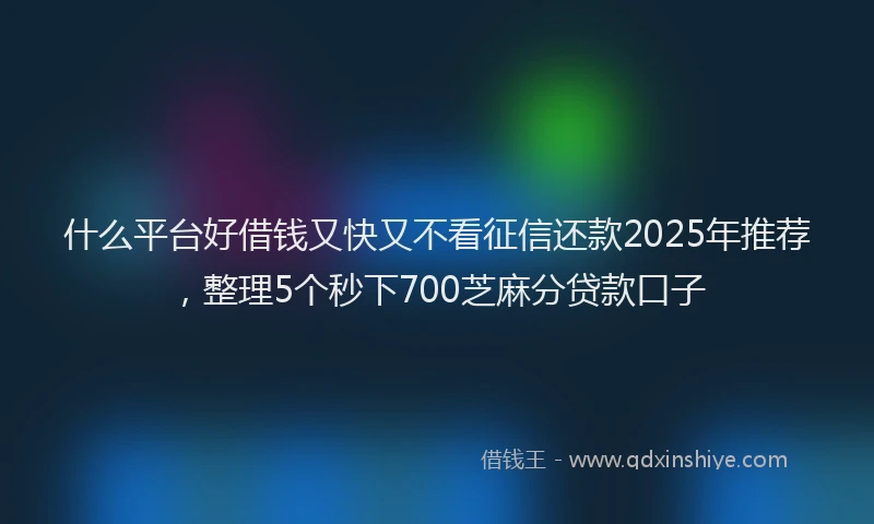 什么平台好借钱又快又不看征信还款2025年推荐，整理5个秒下700芝麻分贷款口子
