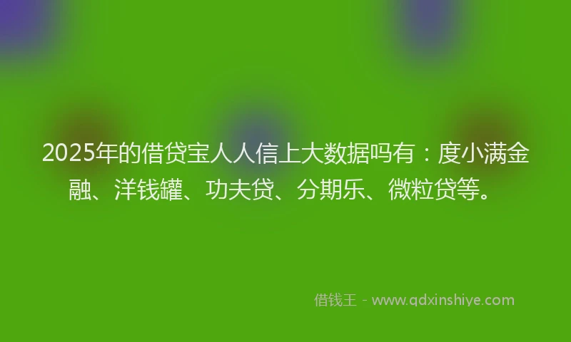 2025年的借贷宝人人信上大数据吗有：度小满金融、洋钱罐、功夫贷、分期乐、微粒贷等。