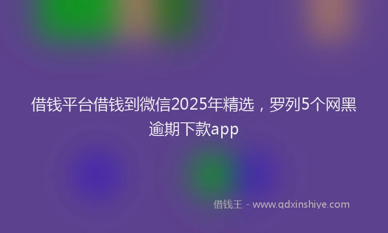 借钱平台借钱到微信2025年精选，罗列5个网黑逾期下款app