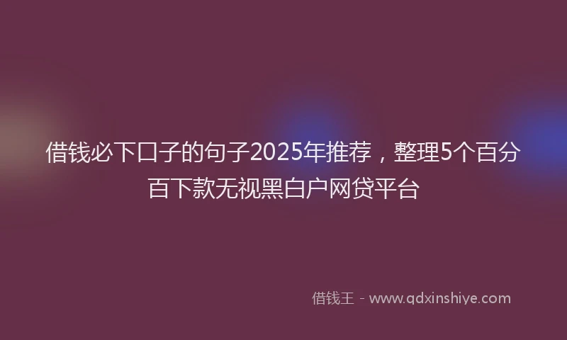 借钱必下口子的句子2025年推荐，整理5个百分百下款无视黑白户网贷平台