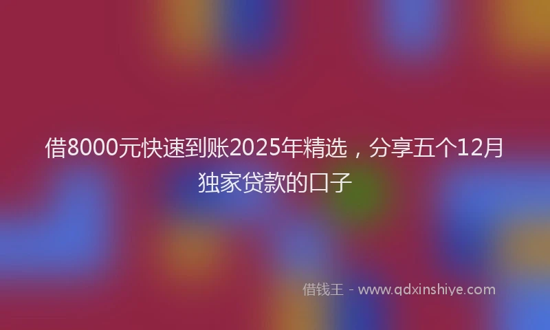 借8000元快速到账2025年精选，分享五个12月独家贷款的口子