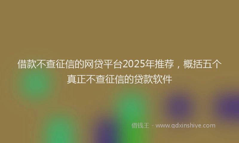 借款不查征信的网贷平台2025年推荐，概括五个真正不查征信的贷款软件