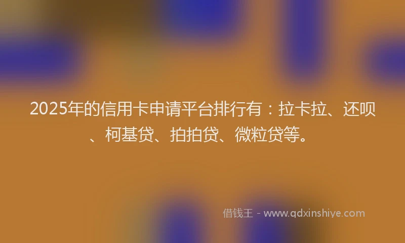 2025年的信用卡申请平台排行有：拉卡拉、还呗、柯基贷、拍拍贷、微粒贷等。