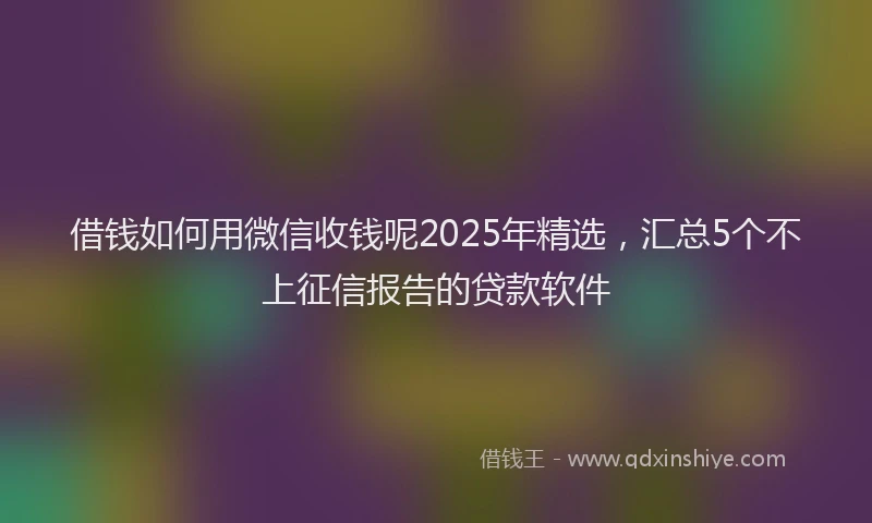 借钱如何用微信收钱呢2025年精选，汇总5个不上征信报告的贷款软件
