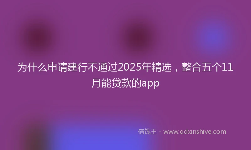 为什么申请建行不通过2025年精选，整合五个11月能贷款的app