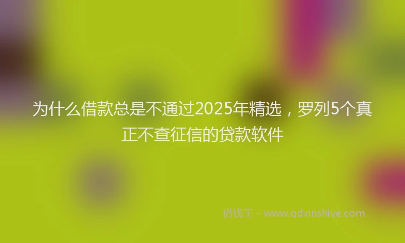为什么借款总是不通过2025年精选，罗列5个真正不查征信的贷款软件