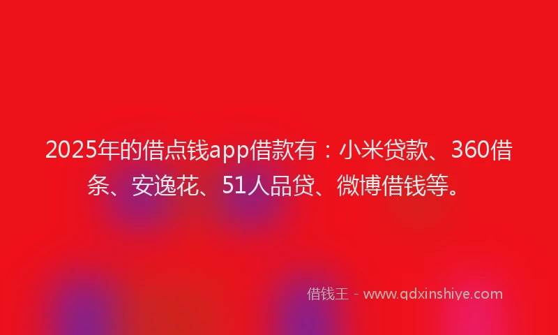 2025年的借点钱app借款有：小米贷款、360借条、安逸花、51人品贷、微博借钱等。