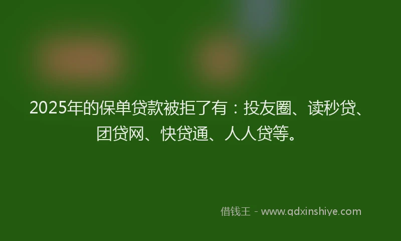 2025年的保单贷款被拒了有：投友圈、读秒贷、团贷网、快贷通、人人贷等。