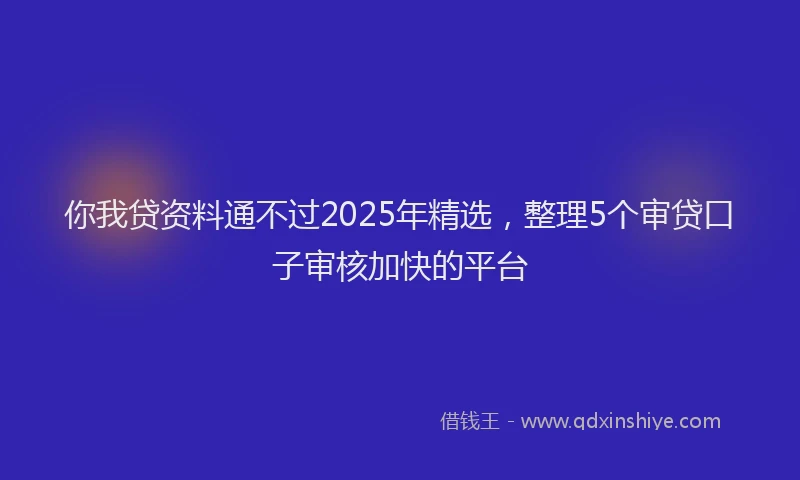 你我贷资料通不过2025年精选，整理5个审贷口子审核加快的平台