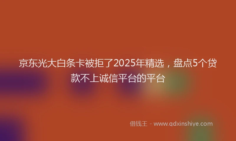 京东光大白条卡被拒了2025年精选，盘点5个贷款不上诚信平台的平台