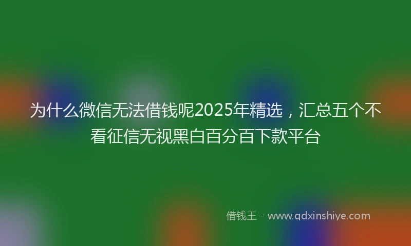 为什么微信无法借钱呢2025年精选，汇总五个不看征信无视黑白百分百下款平台