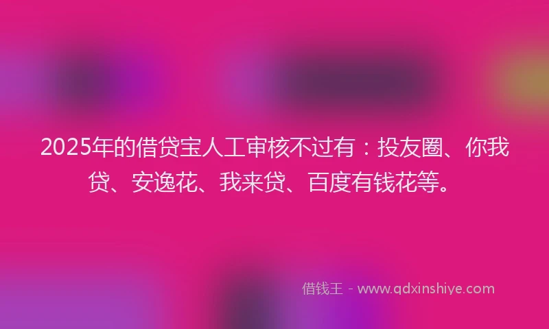 2025年的借贷宝人工审核不过有：投友圈、你我贷、安逸花、我来贷、百度有钱花等。