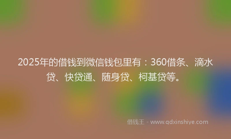 2025年的借钱到微信钱包里有：360借条、滴水贷、快贷通、随身贷、柯基贷等。