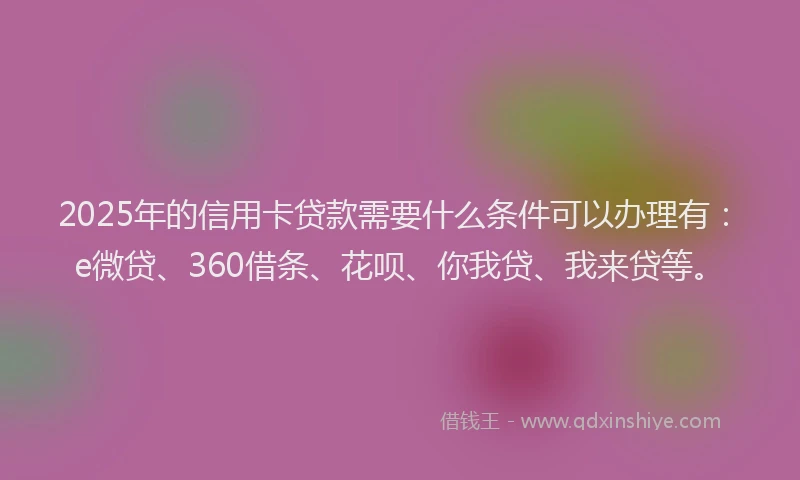 2025年的信用卡贷款需要什么条件可以办理有：e微贷、360借条、花呗、你我贷、我来贷等。