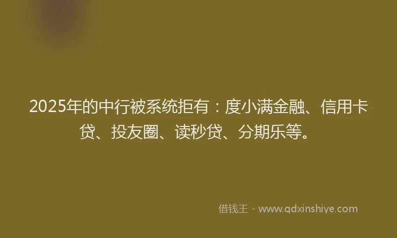 2025年的中行被系统拒有：度小满金融、信用卡贷、投友圈、读秒贷、分期乐等。