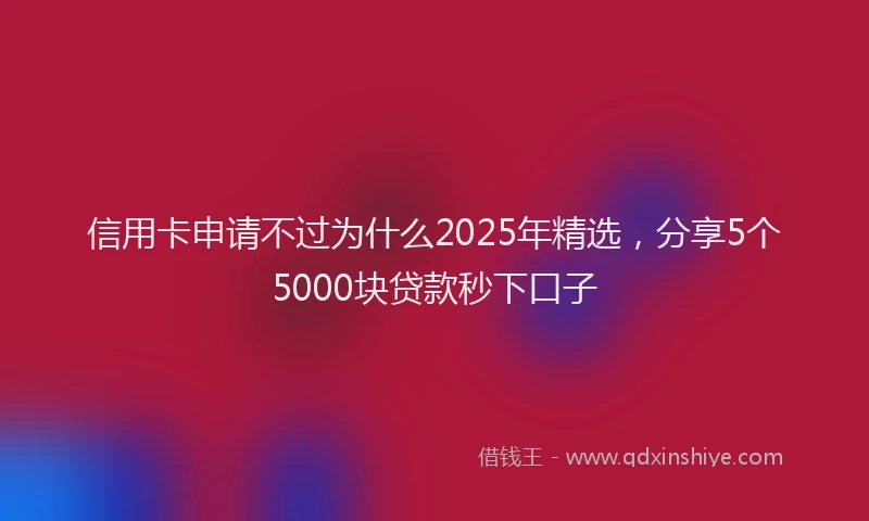 信用卡申请不过为什么2025年精选，分享5个5000块贷款秒下口子