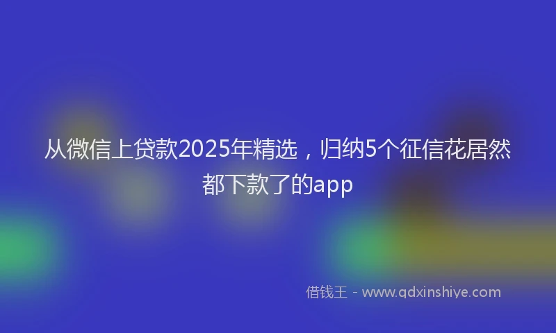 从微信上贷款2025年精选，归纳5个征信花居然都下款了的app