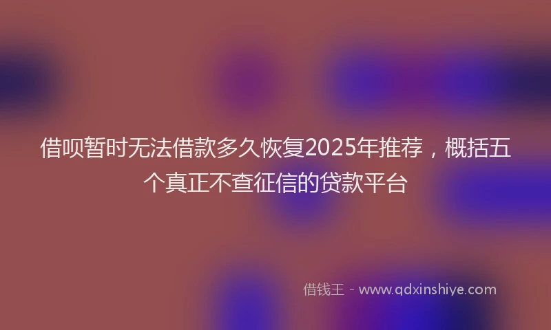 借呗暂时无法借款多久恢复2025年推荐，概括五个真正不查征信的贷款平台