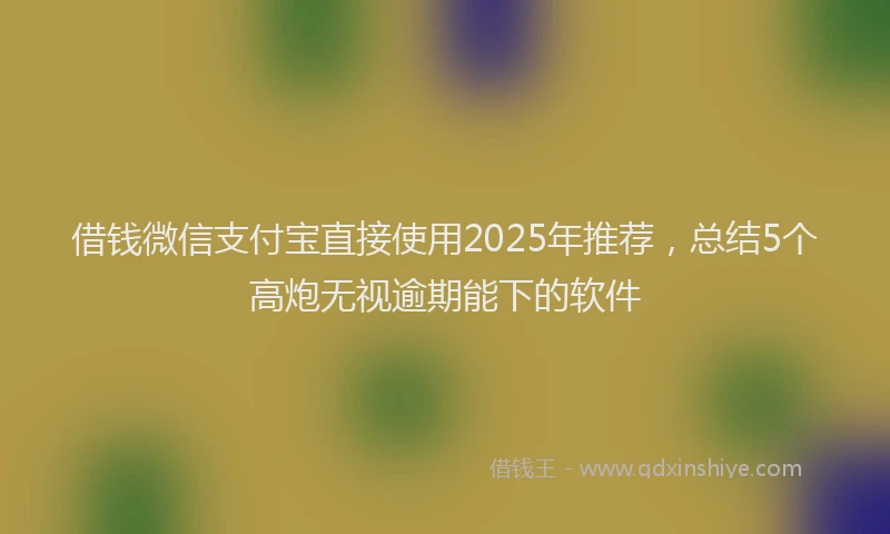 借钱微信支付宝直接使用2025年推荐，总结5个高炮无视逾期能下的软件