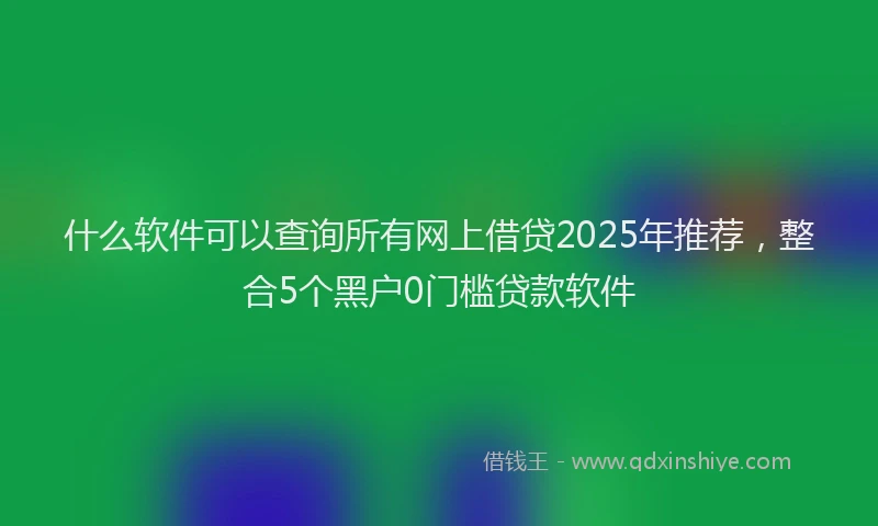什么软件可以查询所有网上借贷2025年推荐，整合5个黑户0门槛贷款软件