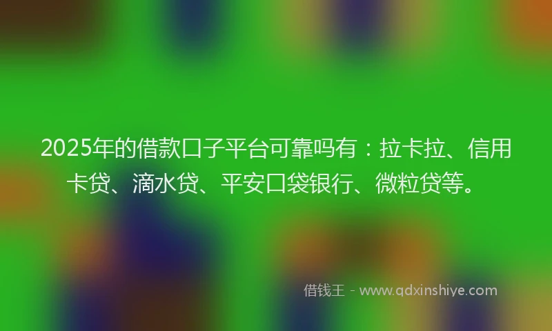 2025年的借款口子平台可靠吗有：拉卡拉、信用卡贷、滴水贷、平安口袋银行、微粒贷等。