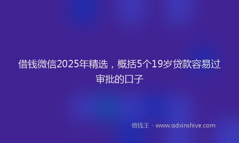 借钱微信2025年精选，概括5个19岁贷款容易过审批的口子