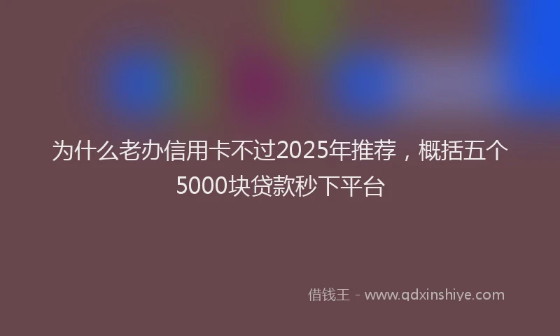为什么老办信用卡不过2025年推荐，概括五个5000块贷款秒下平台