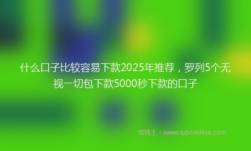 什么口子比较容易下款2025年推荐，罗列5个无视一切包下款5000秒下款的口子