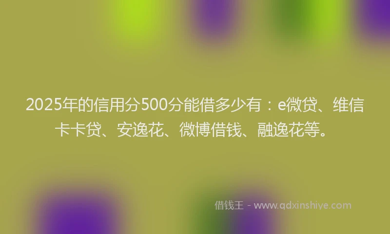 2025年的信用分500分能借多少有：e微贷、维信卡卡贷、安逸花、微博借钱、融逸花等。