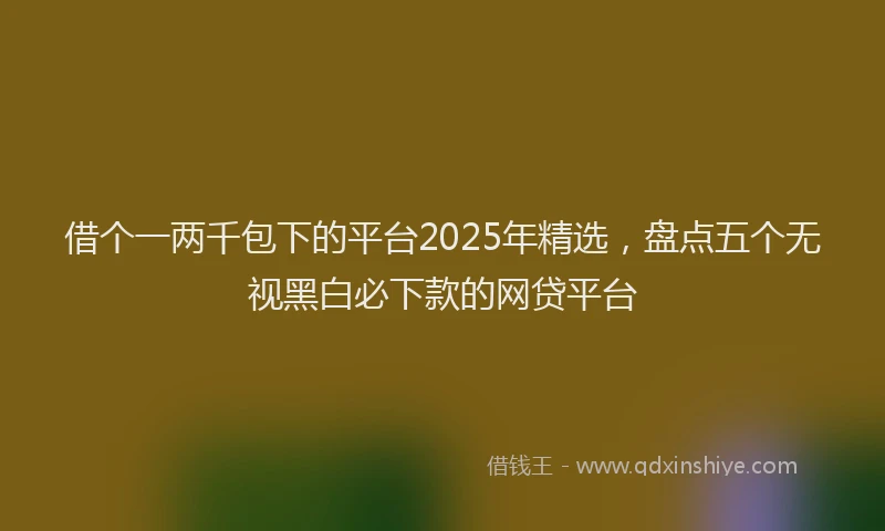 借个一两千包下的平台2025年精选，盘点五个无视黑白必下款的网贷平台