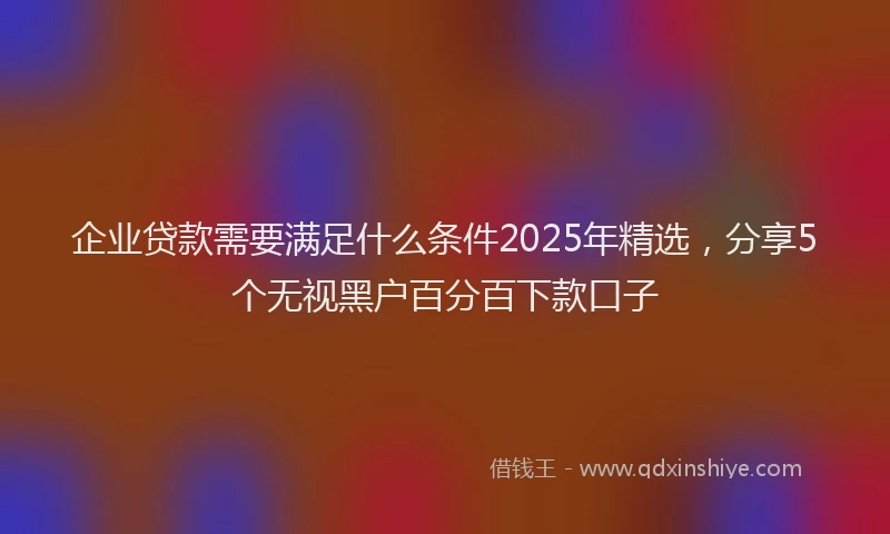 企业贷款需要满足什么条件2025年精选，分享5个无视黑户百分百下款口子