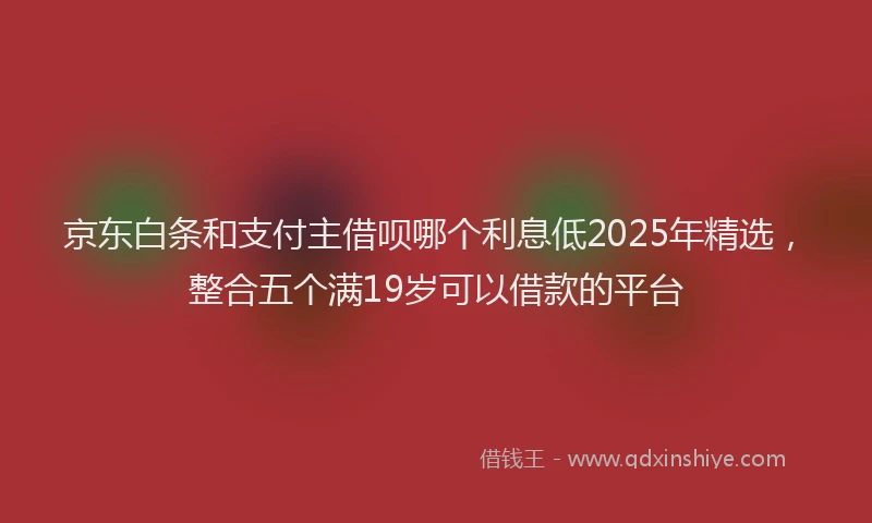 京东白条和支付主借呗哪个利息低2025年精选，整合五个满19岁可以借款的平台