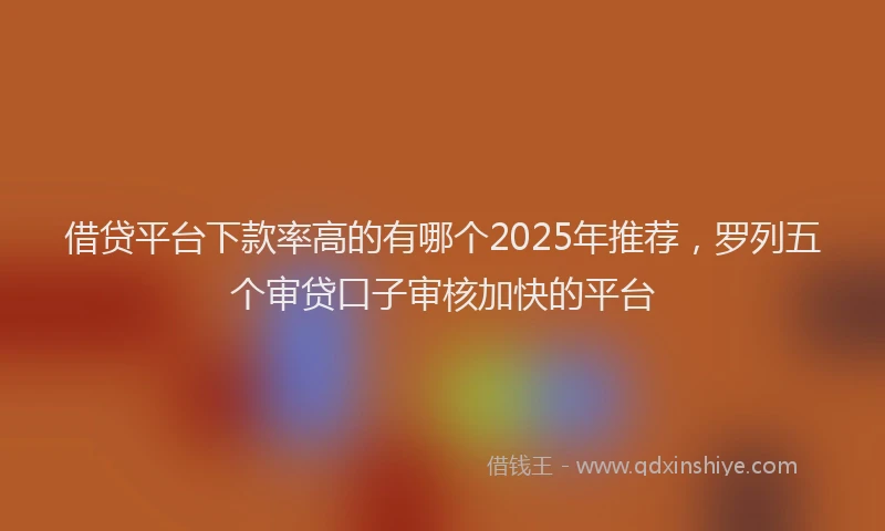 借贷平台下款率高的有哪个2025年推荐，罗列五个审贷口子审核加快的平台