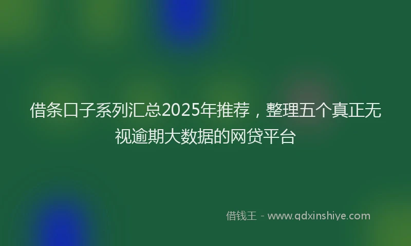 借条口子系列汇总2025年推荐，整理五个真正无视逾期大数据的网贷平台