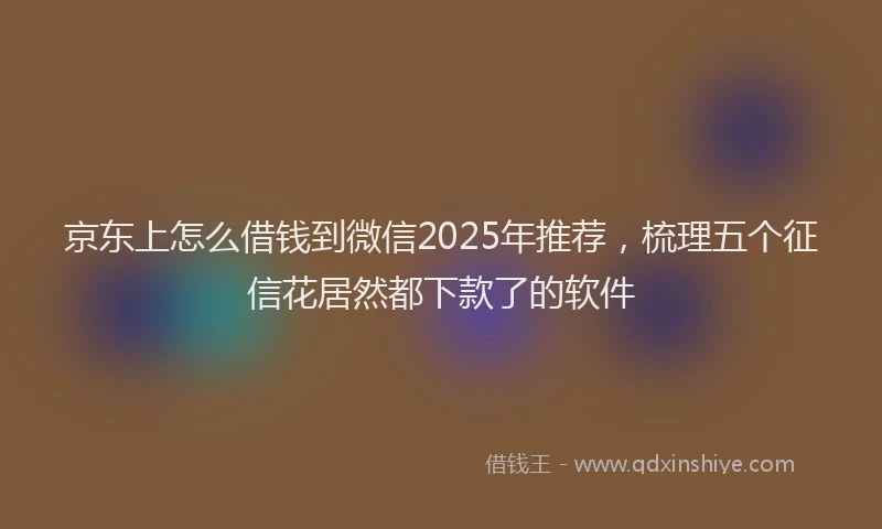 京东上怎么借钱到微信2025年推荐，梳理五个征信花居然都下款了的软件