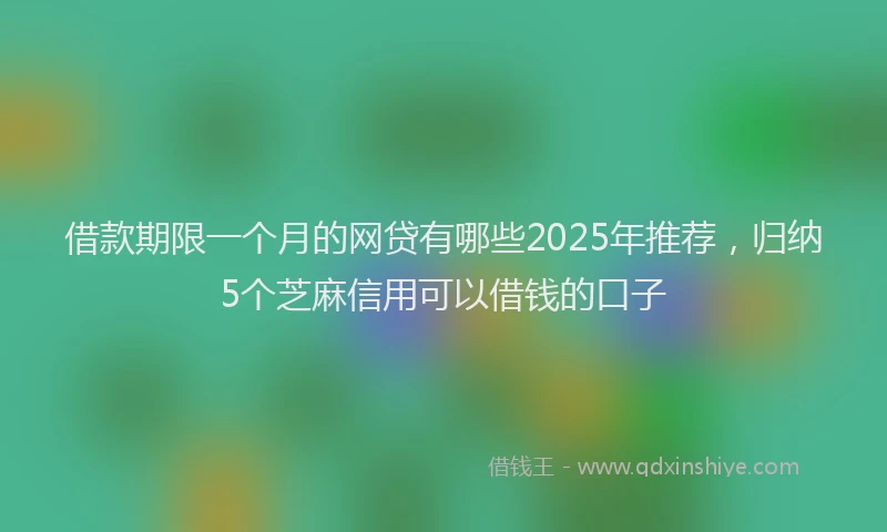 借款期限一个月的网贷有哪些2025年推荐，归纳5个芝麻信用可以借钱的口子