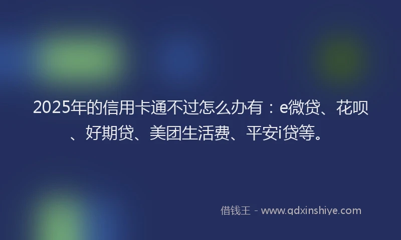 2025年的信用卡通不过怎么办有：e微贷、花呗、好期贷、美团生活费、平安i贷等。