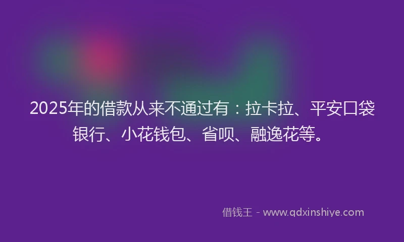 2025年的借款从来不通过有：拉卡拉、平安口袋银行、小花钱包、省呗、融逸花等。