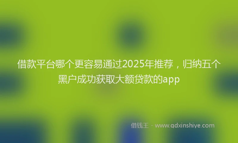 借款平台哪个更容易通过2025年推荐，归纳五个黑户成功获取大额贷款的app