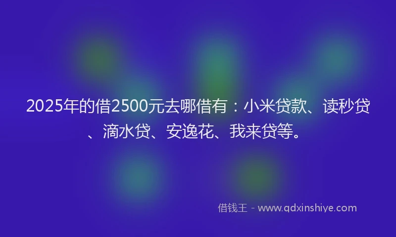 2025年的借2500元去哪借有：小米贷款、读秒贷、滴水贷、安逸花、我来贷等。
