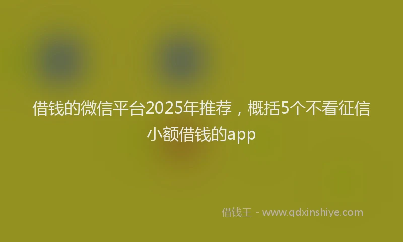 借钱的微信平台2025年推荐，概括5个不看征信小额借钱的app