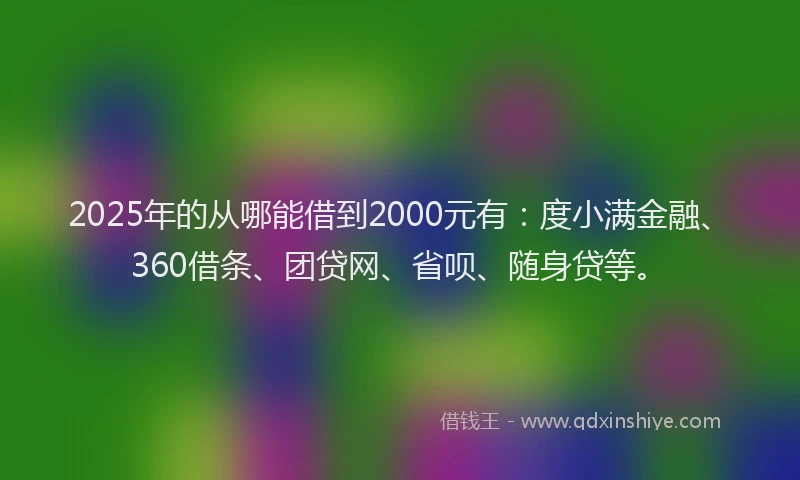 2025年的从哪能借到2000元有：度小满金融、360借条、团贷网、省呗、随身贷等。